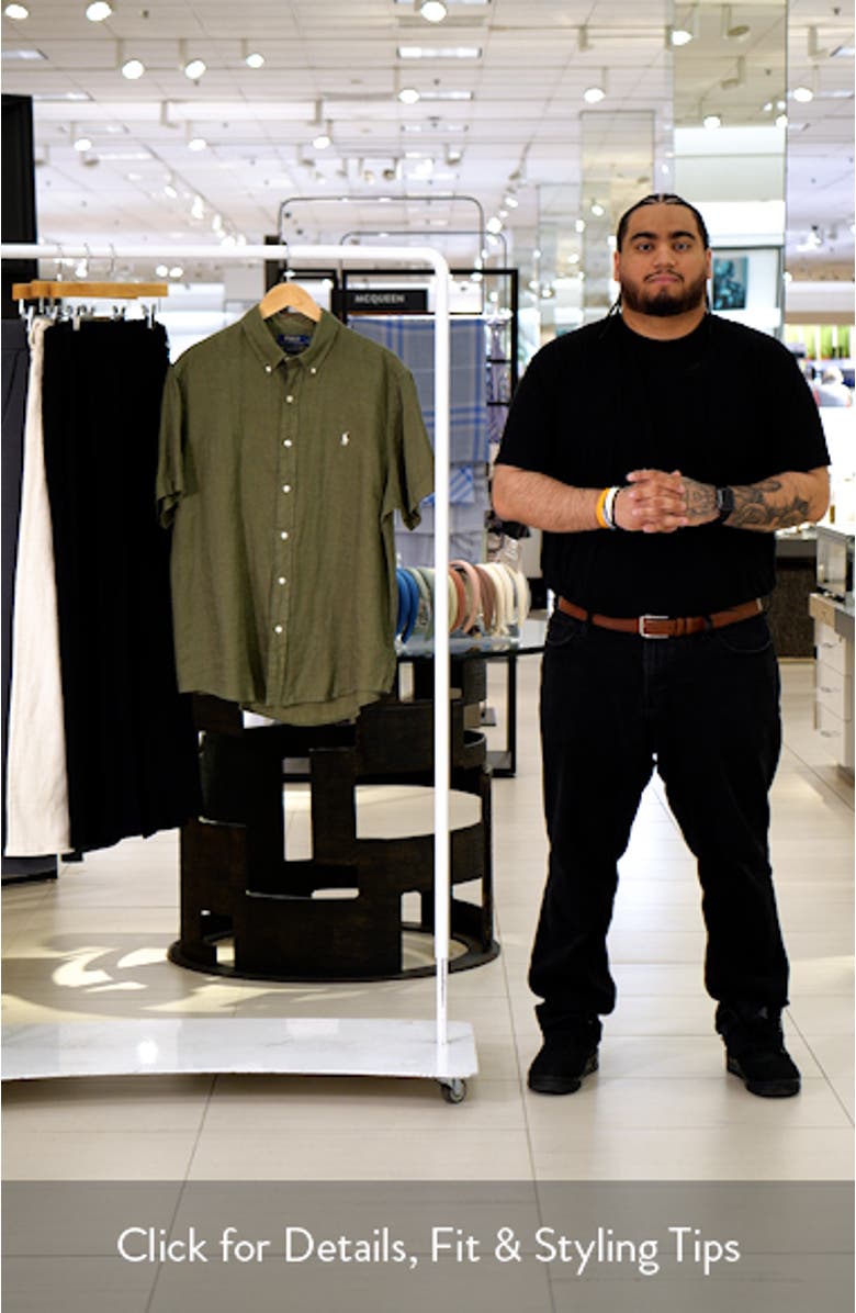 Classic Fit Short Sleeve Linen Button-Down Shirt, sales video thumbnail