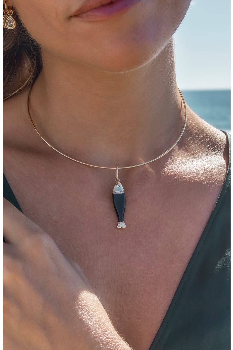 Marin Fish Charm, Alternate, color, BLACK