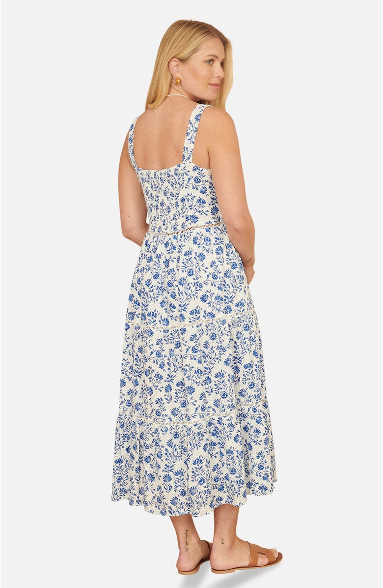 Yumi Floral Broderie Anglaise Midi Sun Dress, Alternate, color, Blue