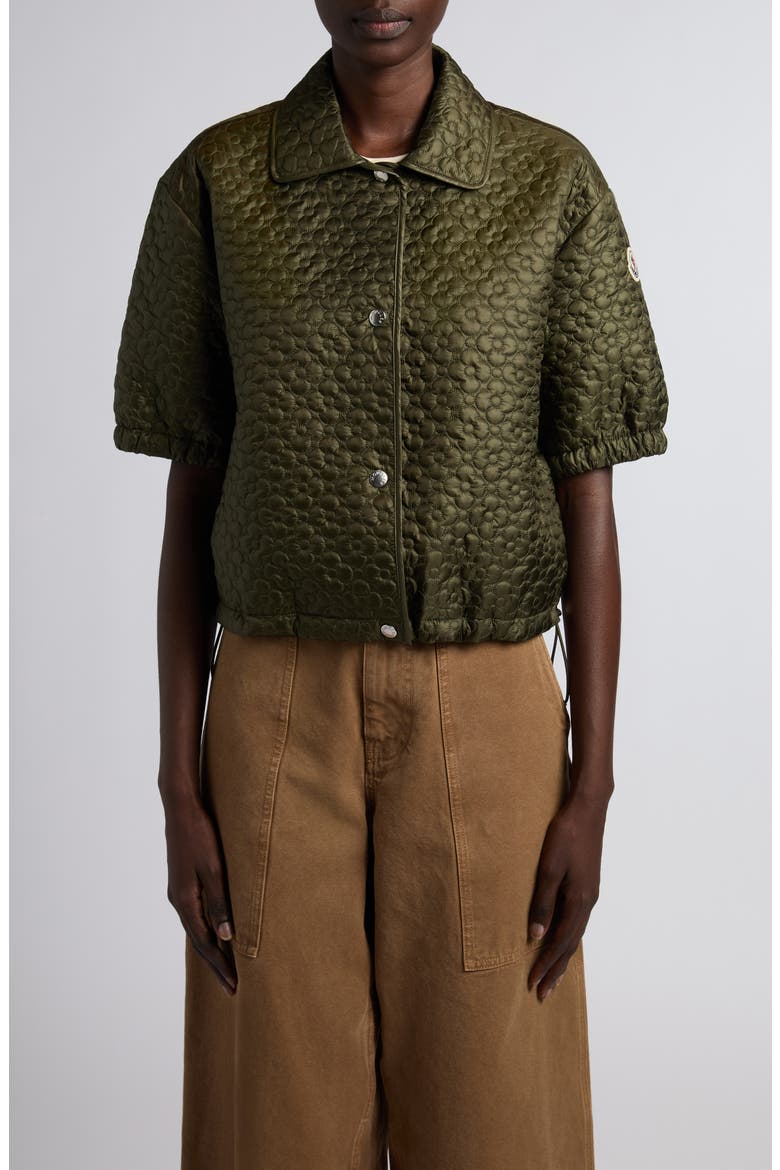 Flower Quilted Short Sleeve Jacket, Main, color, DEEP DEPTHS
