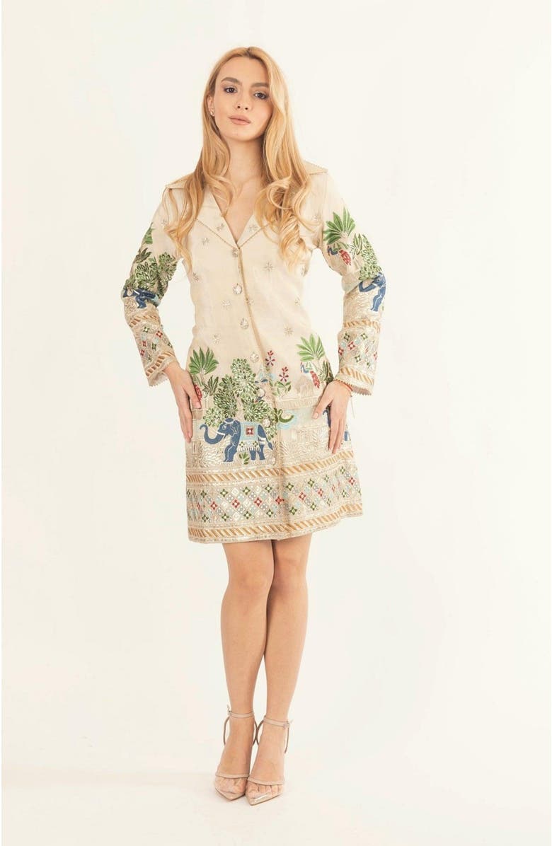 RAAS Ecrina Embroidered Blazer Mini Dress, Alternate, color, Beige