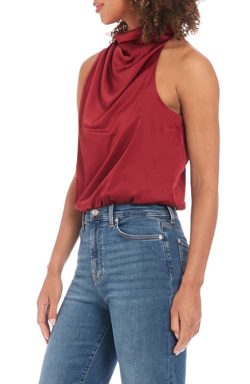Muse Drape Mock Neck Top In Red