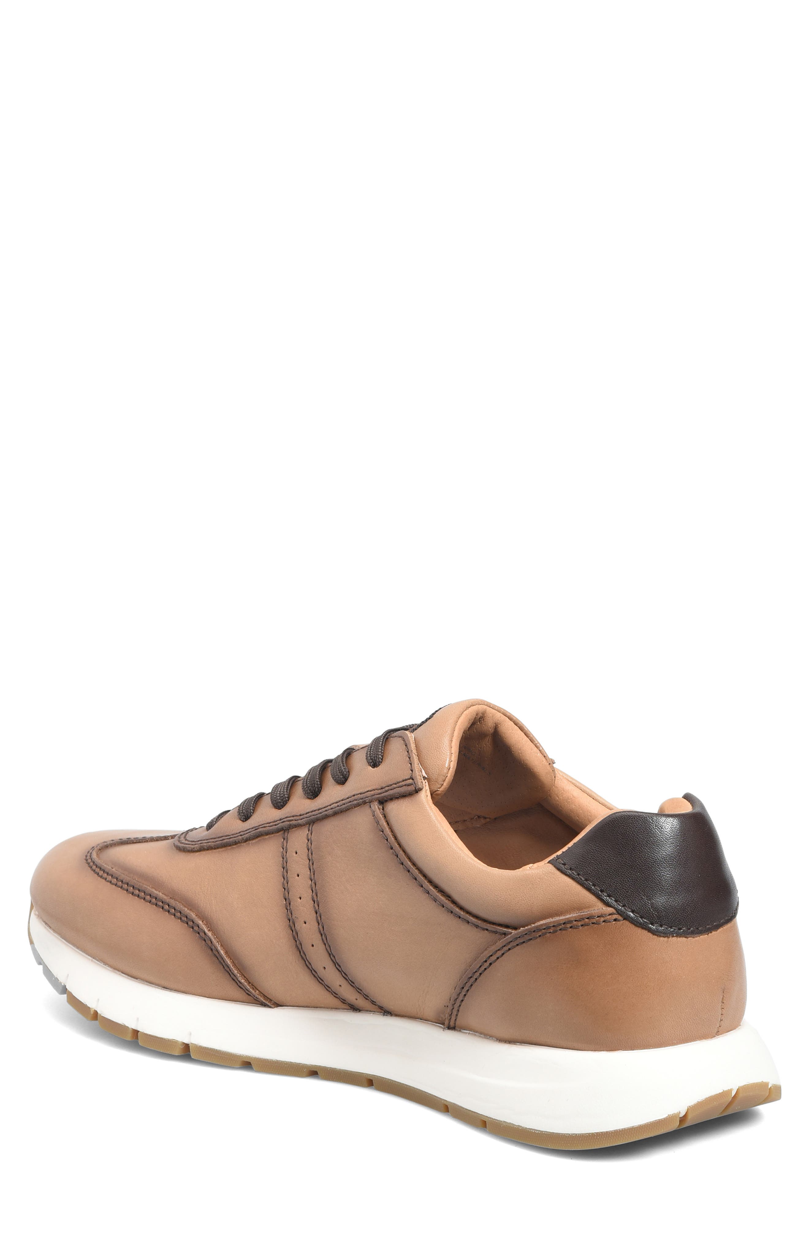Hudson Faux Leather Sneaker, Alternate, color, BEIGE/CHOCOLATE