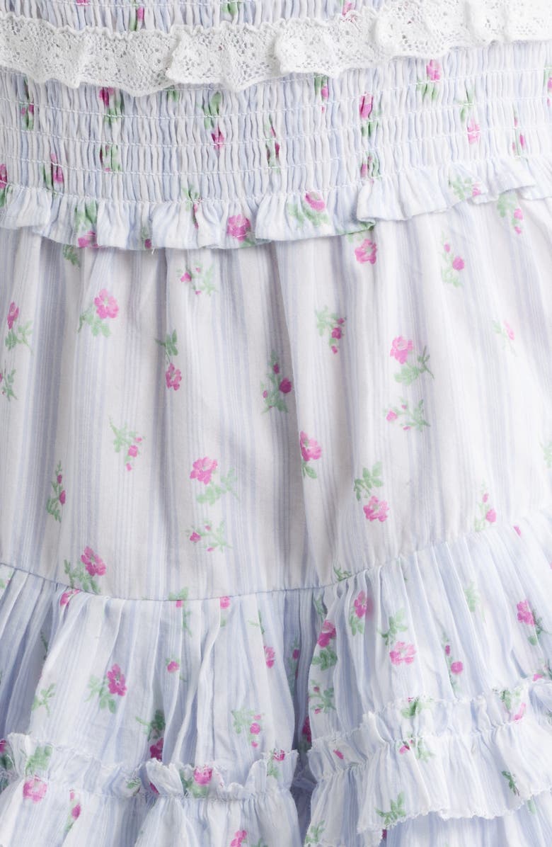 LoveShackFancy Fellows Ruffle Minidress, Alternate, color, Coastline Blue