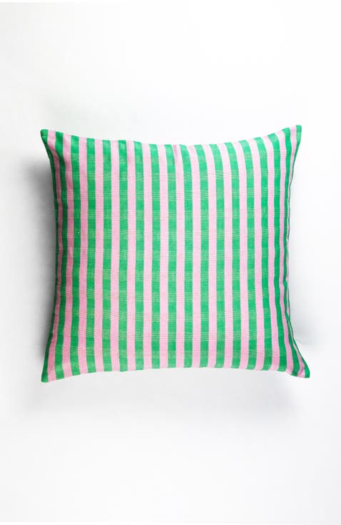 Handwoven Classic Striped Square Cotton Throw Pillow
