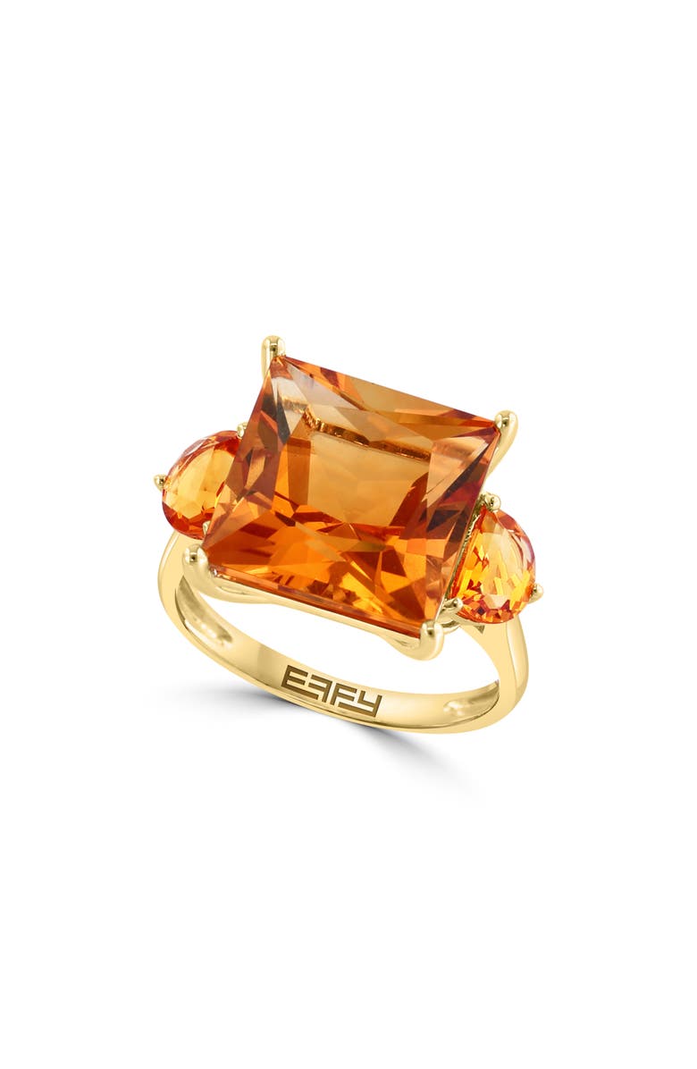 14K Yellow Gold Citrine 3-Stone Ring