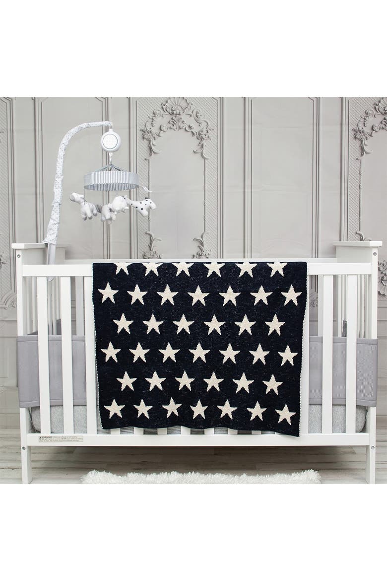 Starry Starry Night Transitional Navy Blue Knitted 32" x 40" Baby Blanket, Alternate, color, NAVY BLUE