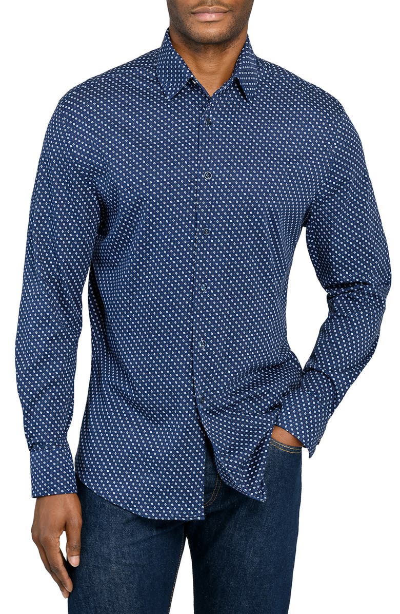 Brooklyn Brigade Neat Print Knit Long Sleeve Basic, Main, color, Navy/White