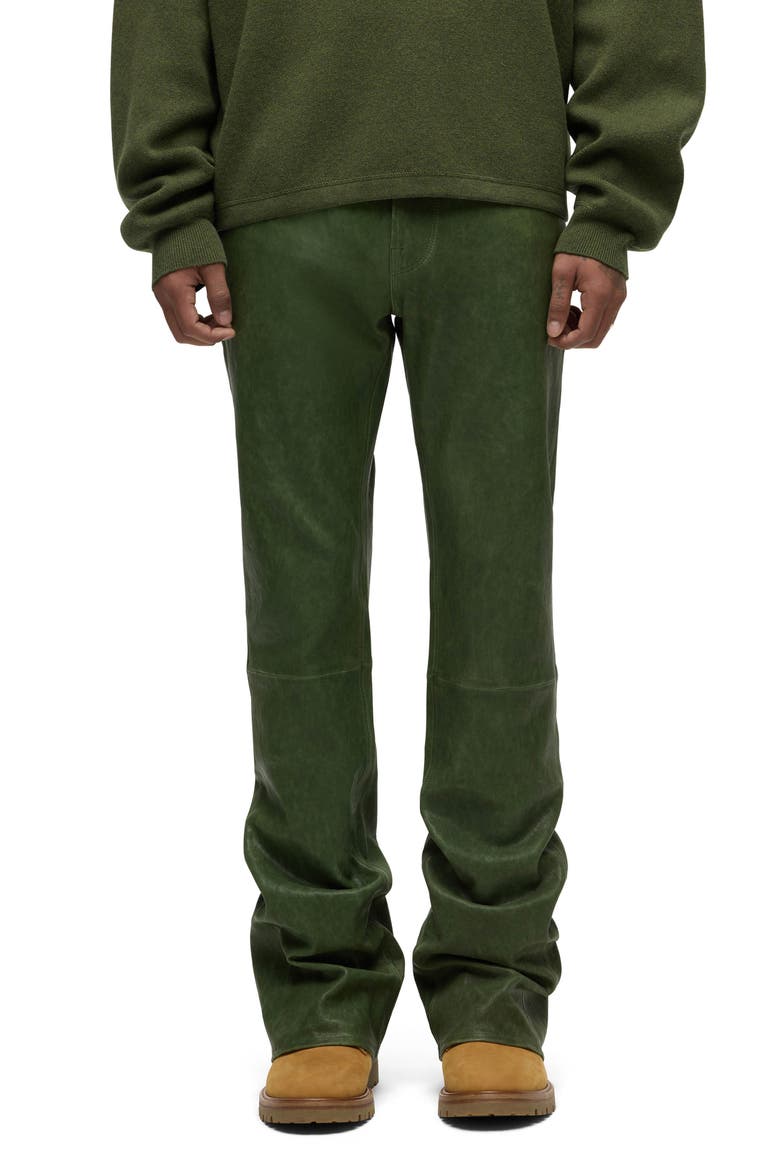 Walker Kick Flare Leather Jeans, Main, color, DISTRESS PINE