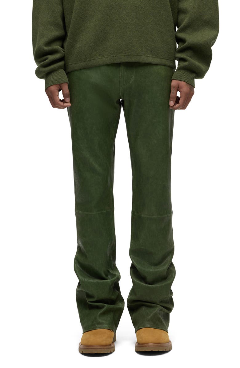 Hudson Jeans Walker Kick Flare Leather Jeans, Main, color, Distress Pine