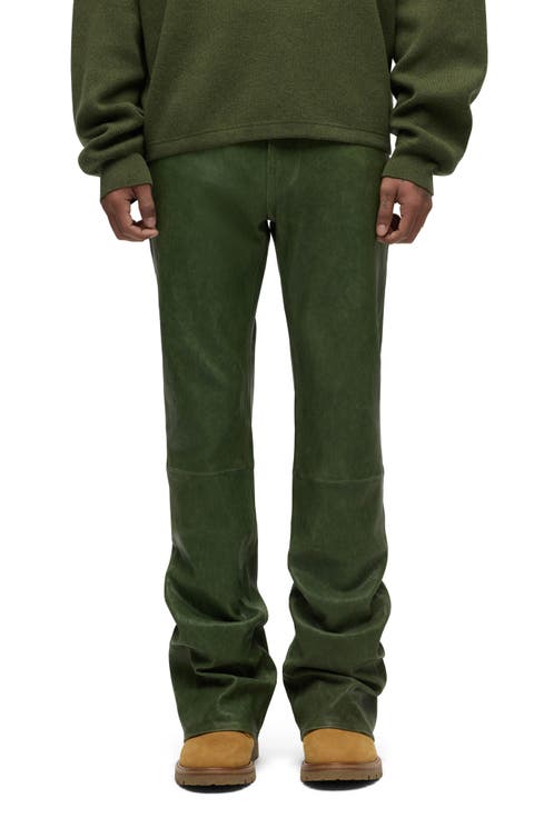 Walker Kick Flare Leather Jeans (Distress Pine)