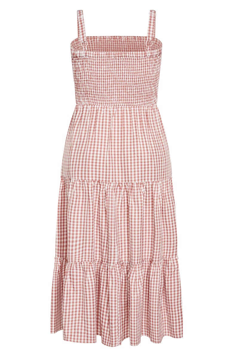 City Chic Gingham Smocked Maxi Sundress, Alternate, color, 