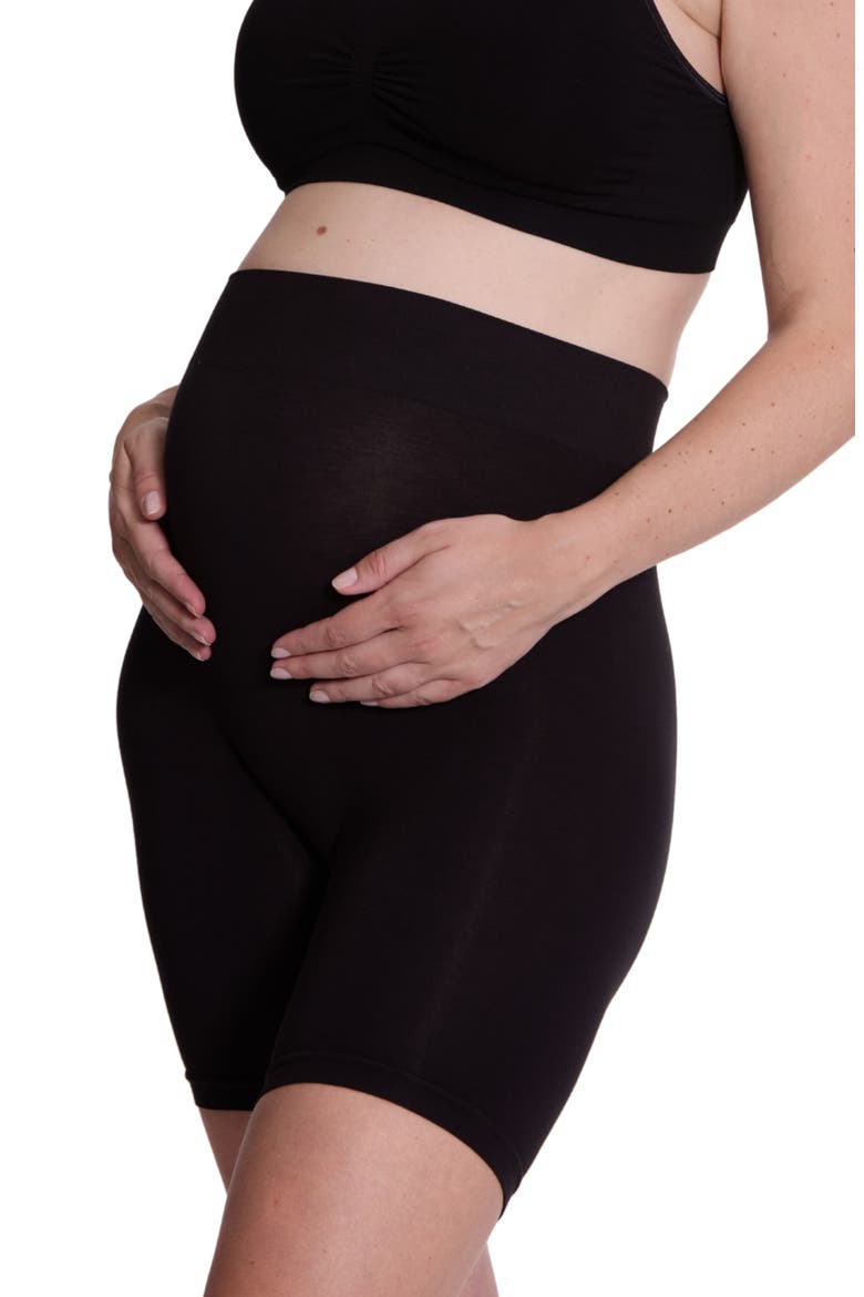 Essentiel Seamless Maternity Cycling Shorts, Main, color, Black