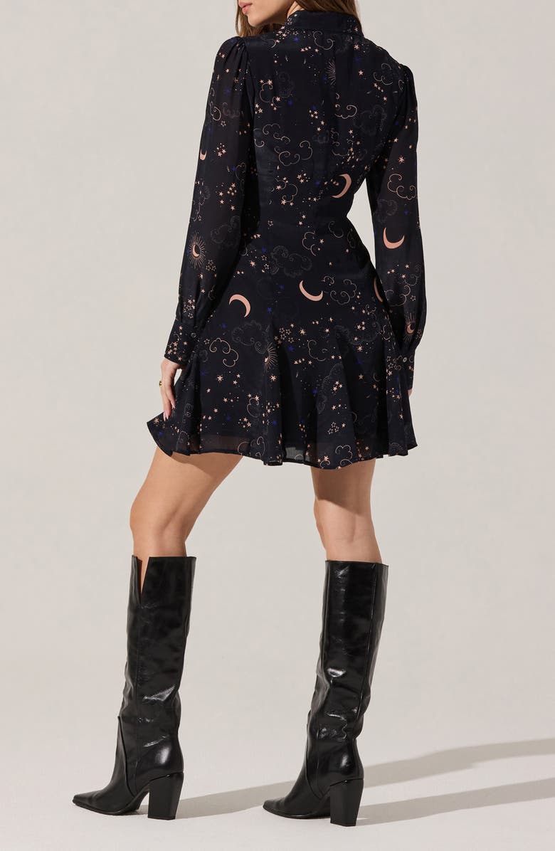 ASTR the Label Lucien Navy Night Print Long Sleeve Minidress, Alternate, color, Navy Night Print