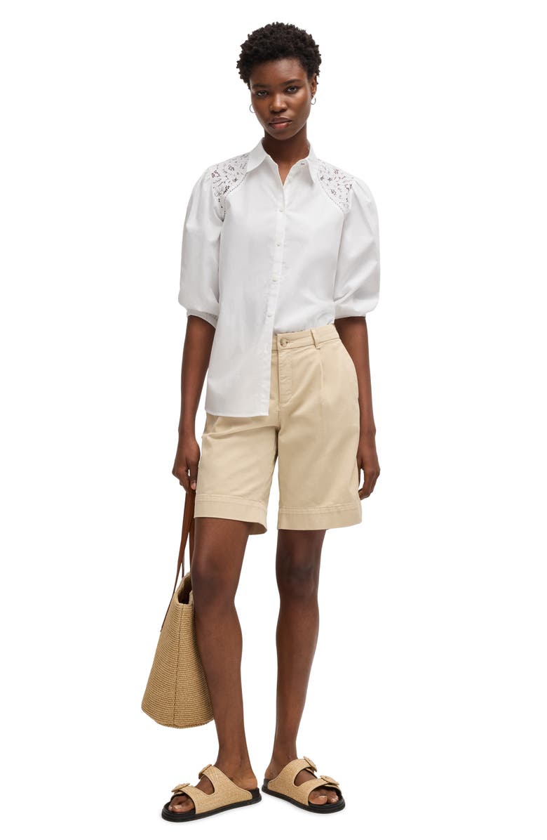 BOSS Orange Brenda Cotton Button-Up Shirt, Alternate, color, White