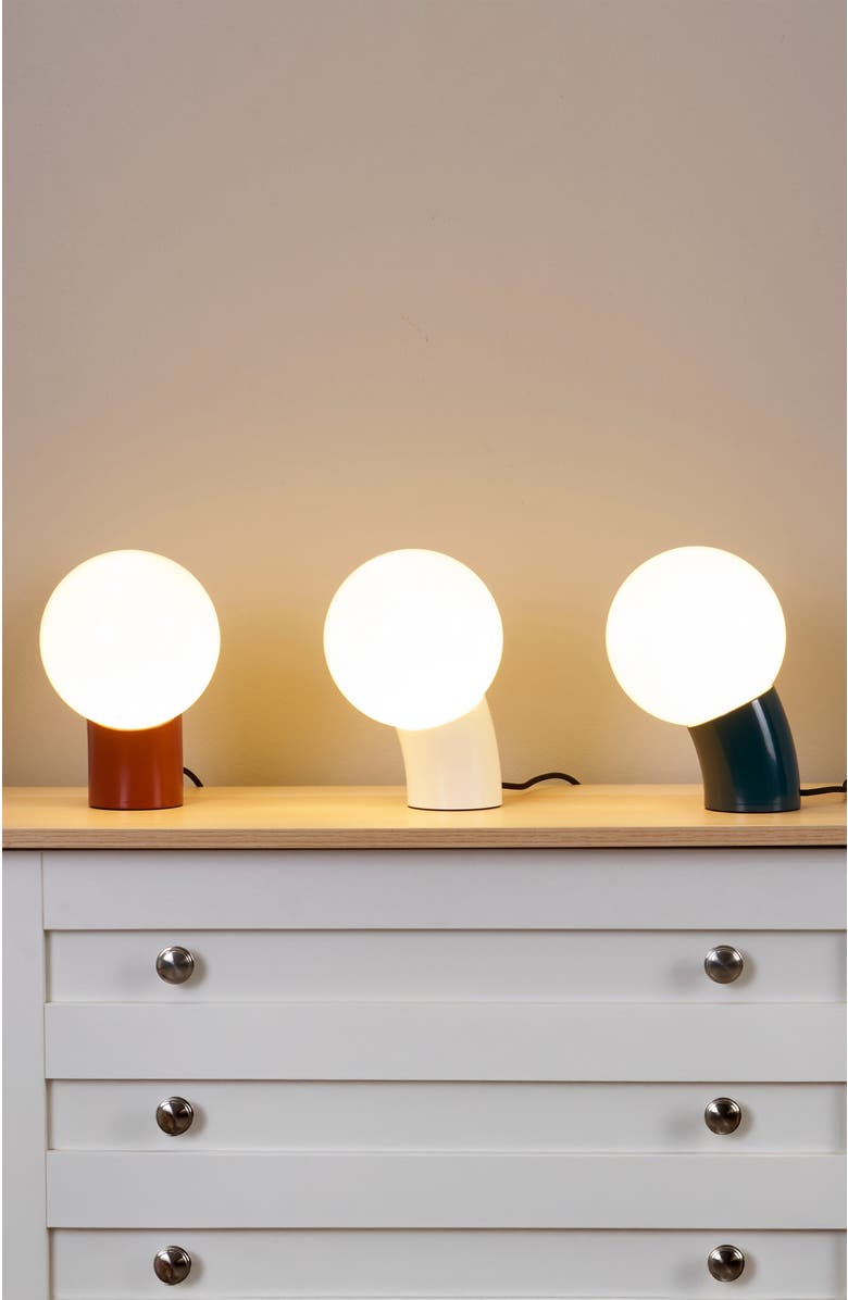 Brightech Vino 8" Curved LED Table Lamp with Globe Forsted Glass Shade and Phone Charging USB-C Port, Alternate, color, Cream