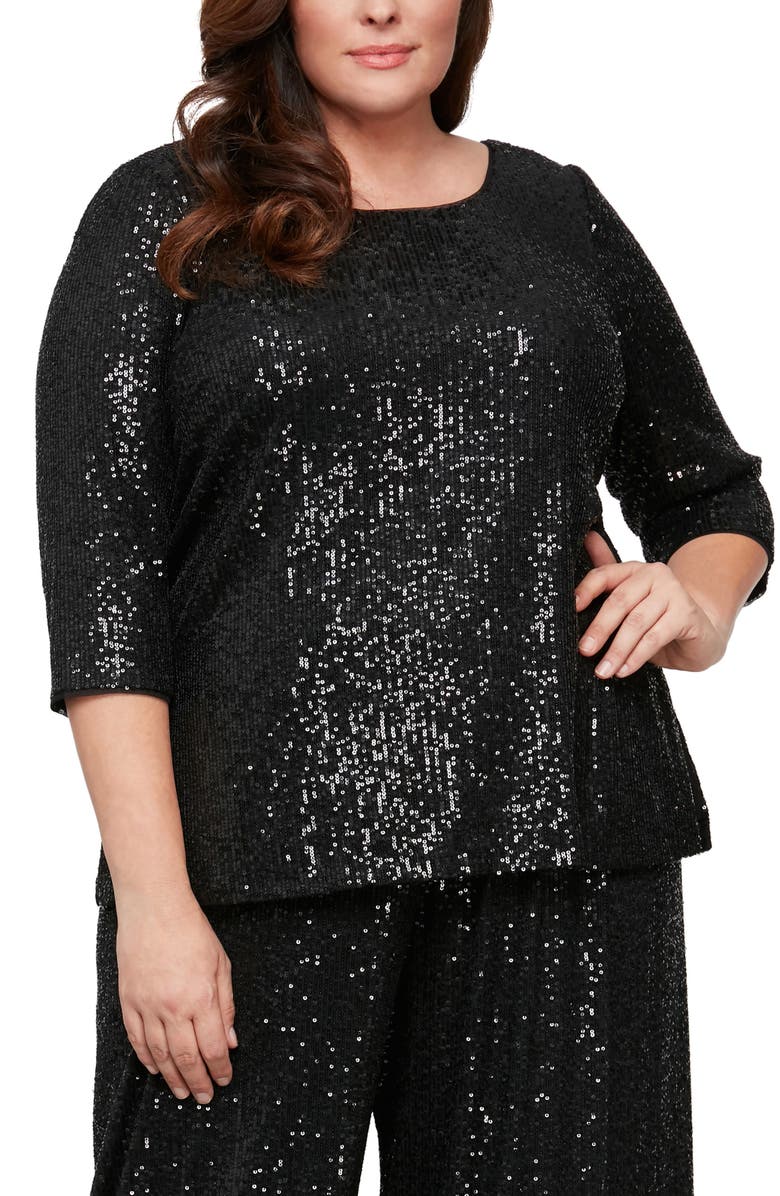 Alex Evenings Sequin Tunic, Main, color, 
