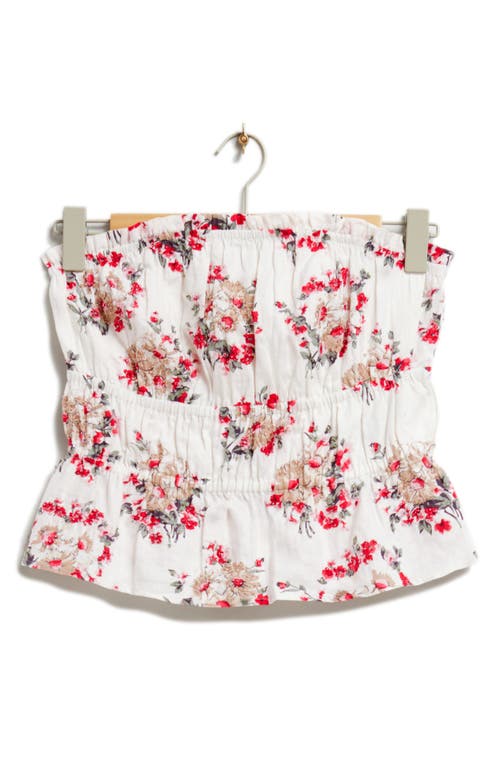 & Other Stories Ivy Floral Print Strapless Top In White