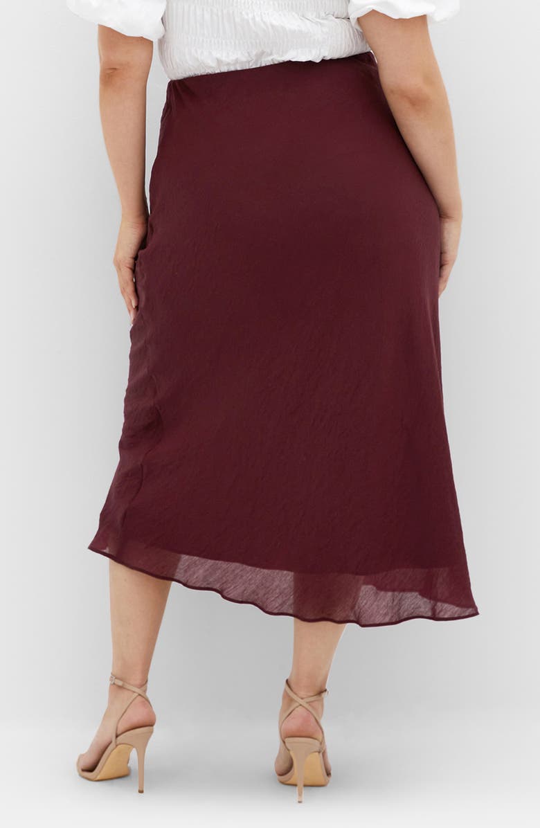 City Chic Kyra Crinkled Midi Skirt, Alternate, color, Dark Cherry