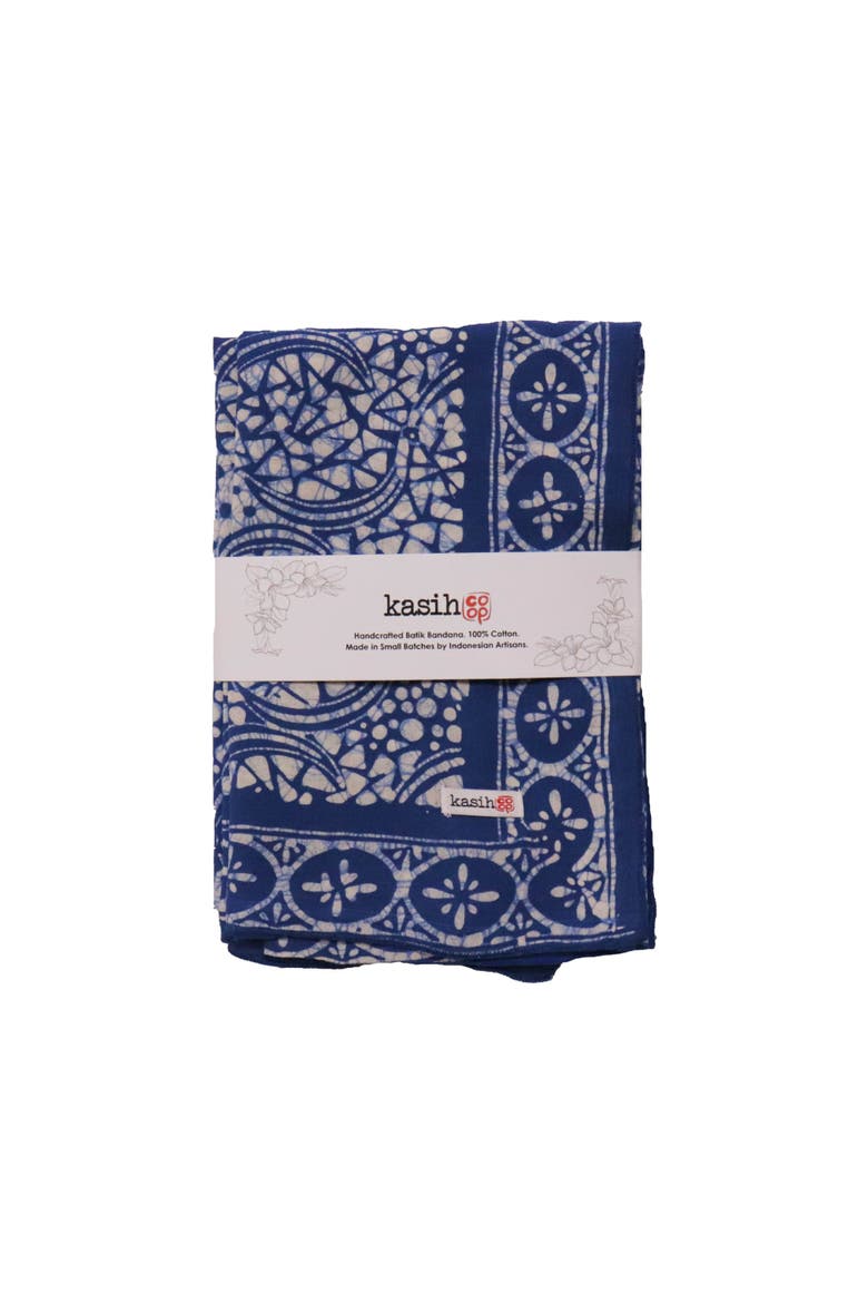 Oversized Hand Dyed Batik Bandana, Alternate, color, Blue Stone