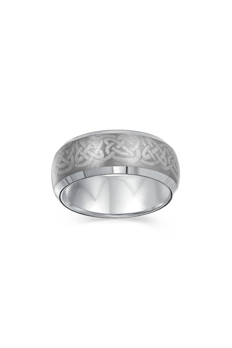 Men's Brushed Engraved Ring, Alternate, color, SILVER