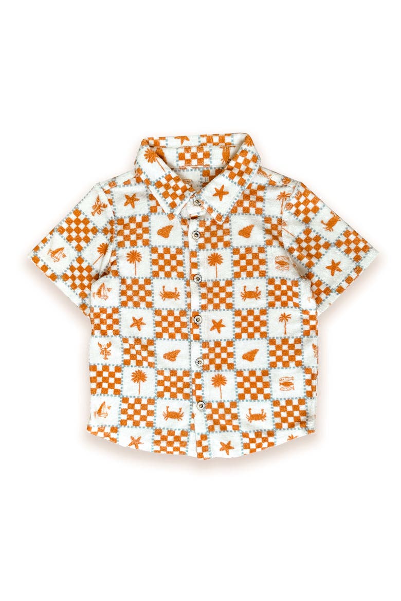 Jerry Cotton Blend Short Sleeve Buttondown, Main, color, Tan