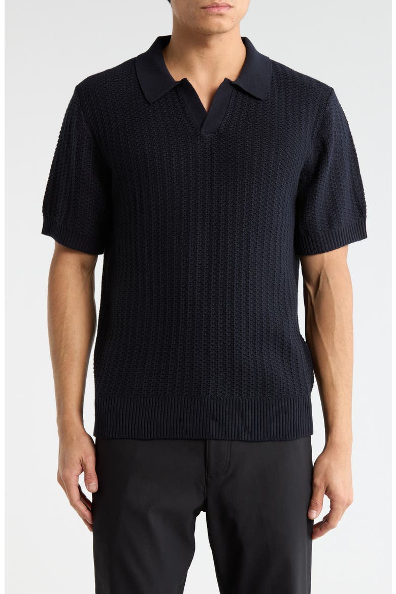 Johnny Collar Cotton & Cashmere Blend Knit Polo, Main, color, NAVY BLUE