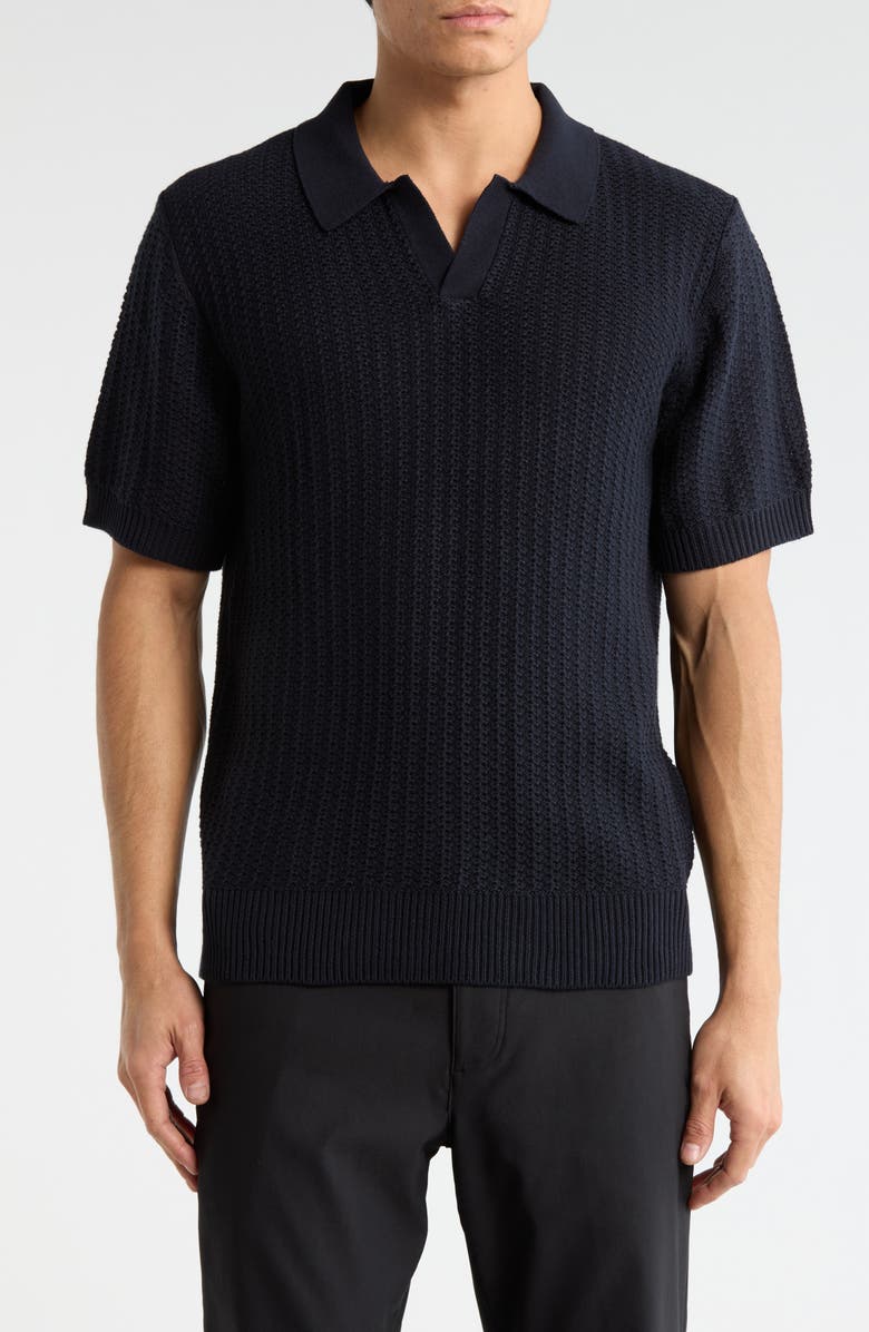 Elie Tahari Johnny Collar Cotton & Cashmere Blend Knit Polo, Main, color, Navy Blue