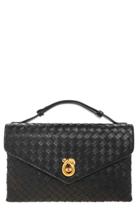 Knot Lock Intrecciato Leather Shoulder Bag