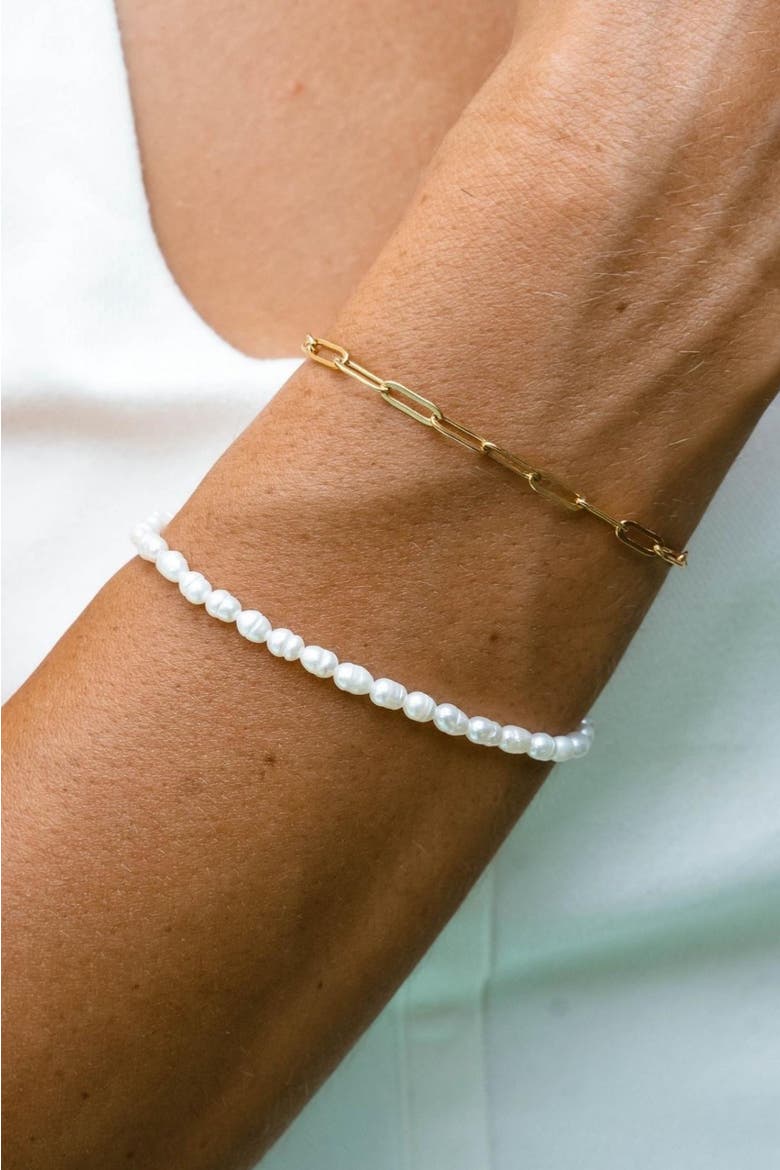 Freshwater Pearl Bracelet, Alternate, color, Gold