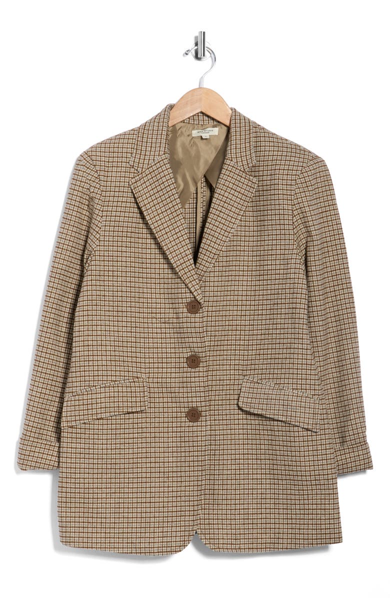 MAX STUDIO Houndstooth Plaid Double Knit Blazer, Alternate, color, Toffee/ Slate Houndstooth