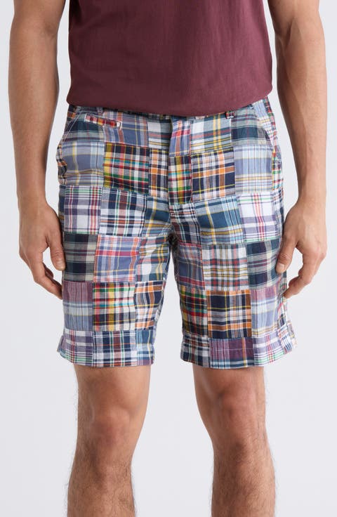 Patchwork Madras Flat Front Shorts