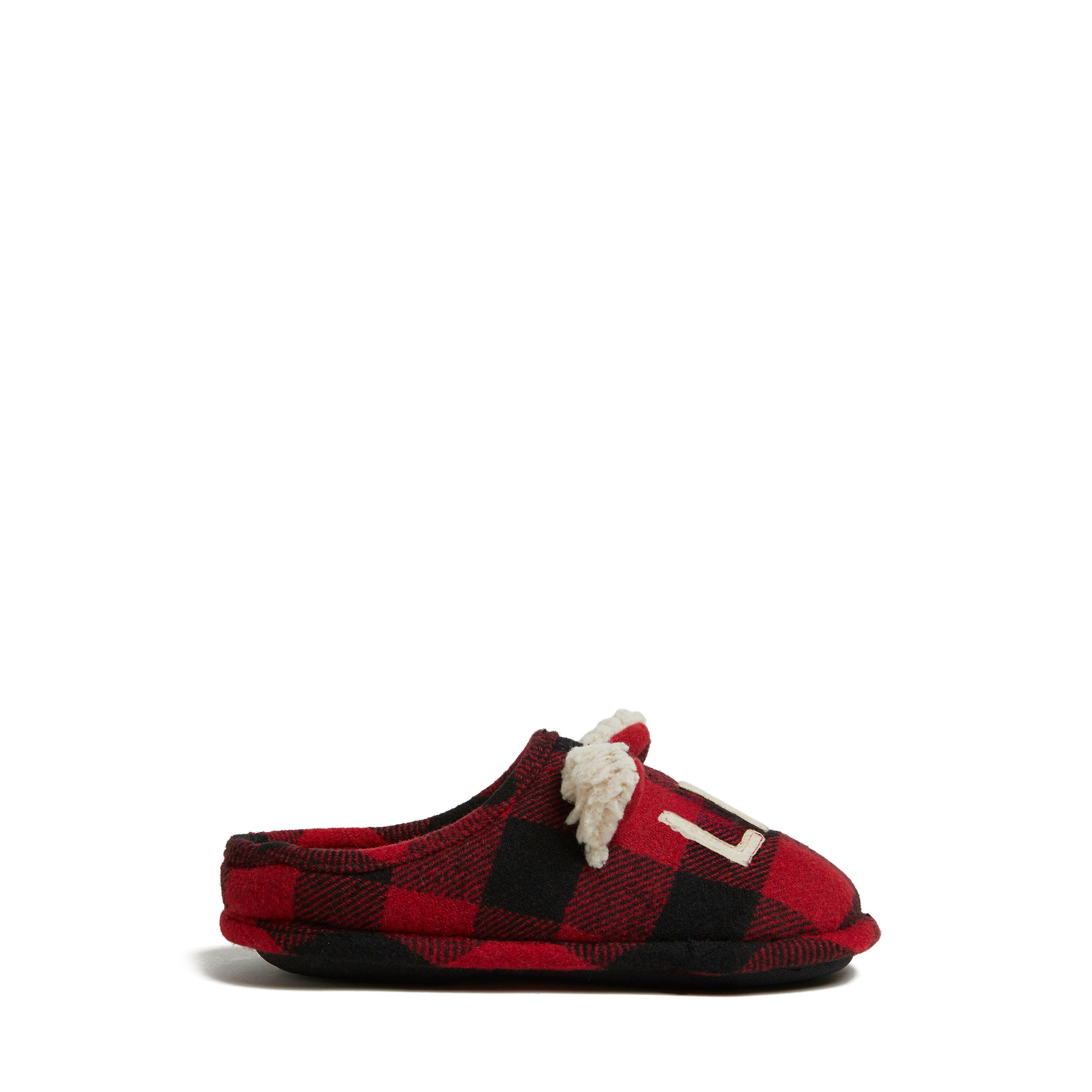 DEARFOAMS Kids' Buffalo Check Lil Bear Clog Slipper, Alternate, color, Red Plaid