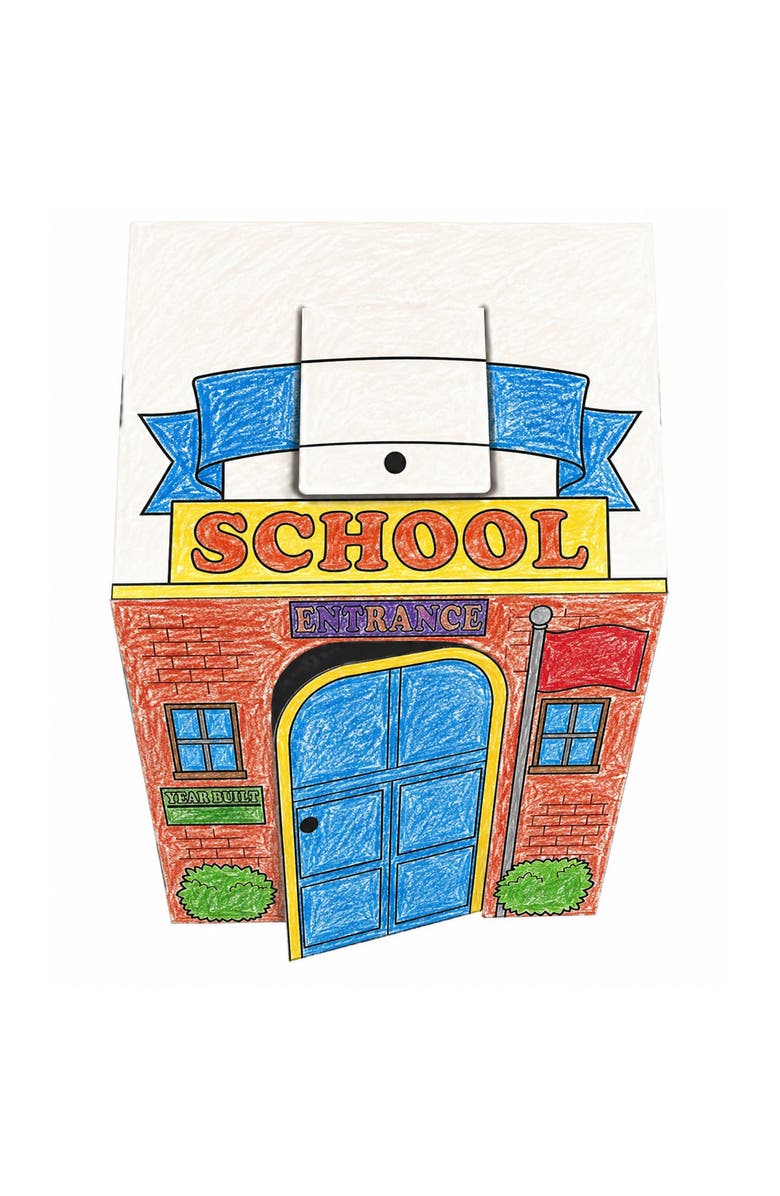 Easy Playhouse Decorate A Cardboard School Fort DIY Craft, Main, color, Multicolored