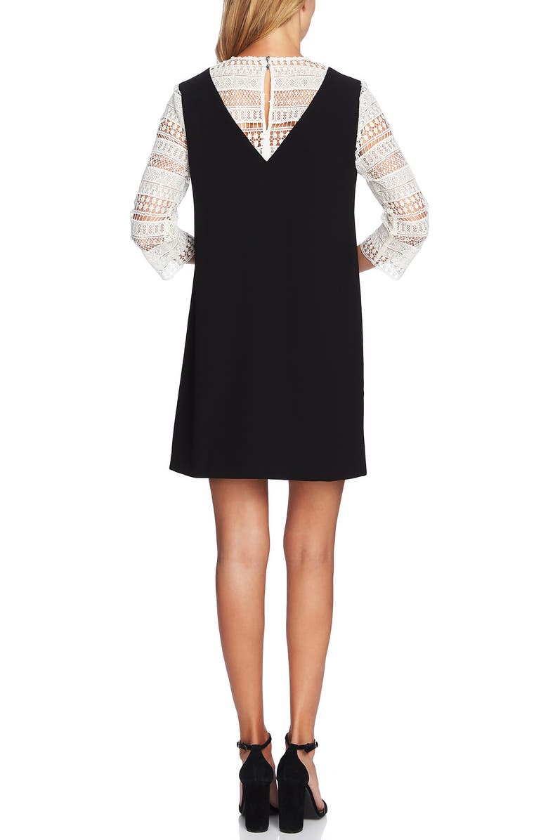 CeCe Mixed Media Shift Dress, Alternate, color, 