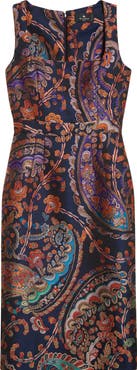 Etro Paisley Jacquard Sleeveless Sheath Dress