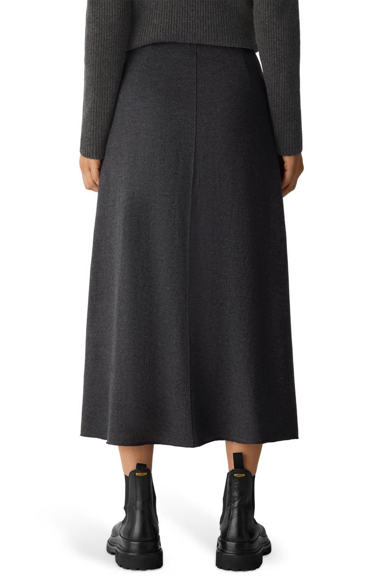 Eileen Fisher Virgin Wool Jersey A-Line Midi Skirt, Alternate, color, Charcoal