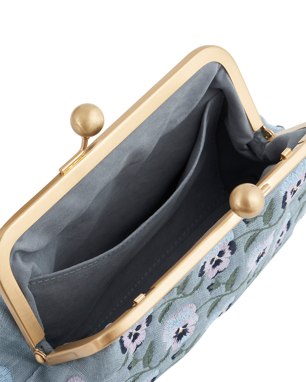 Fable England Pansy Victoriana Clutch Blue, Alternate, color, Blue & Gold