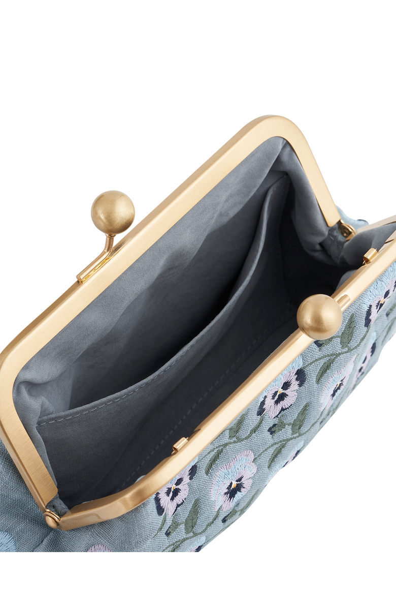 Fable England Pansy Victoriana Clutch Blue, Alternate, color, Blue & Gold