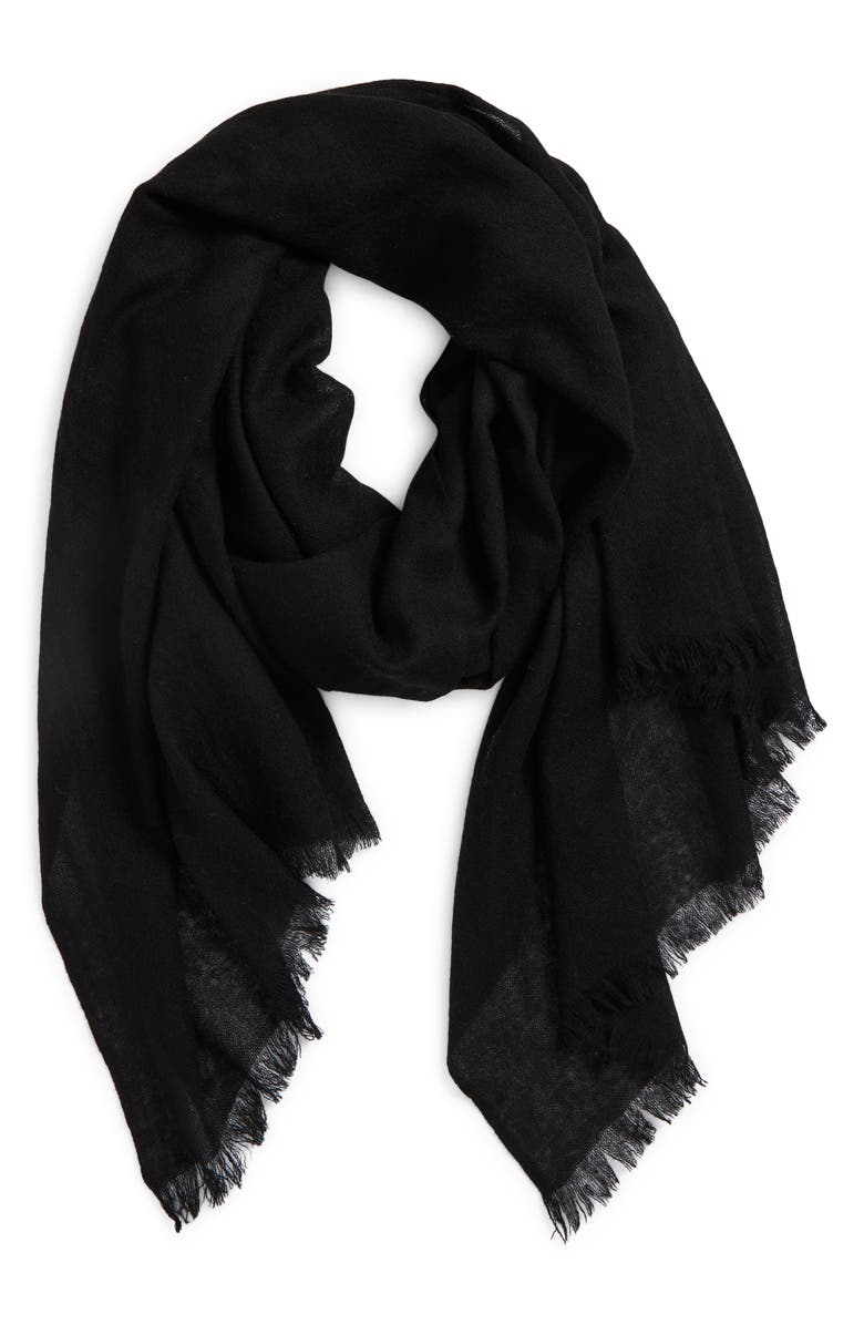 Nordstrom Textured Cashmere Scarf, Alternate, color, Black