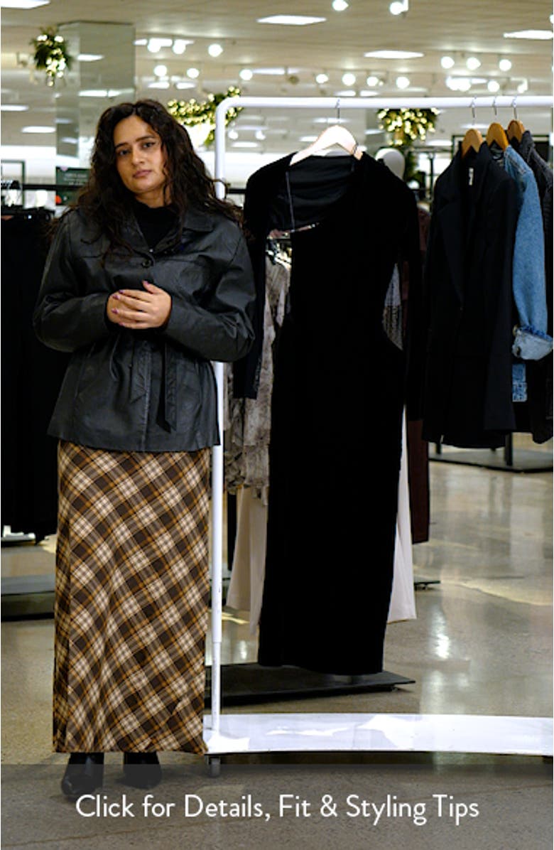 Kass Asymmetric Neck Long Sleeve Velvet Dress, sales video thumbnail