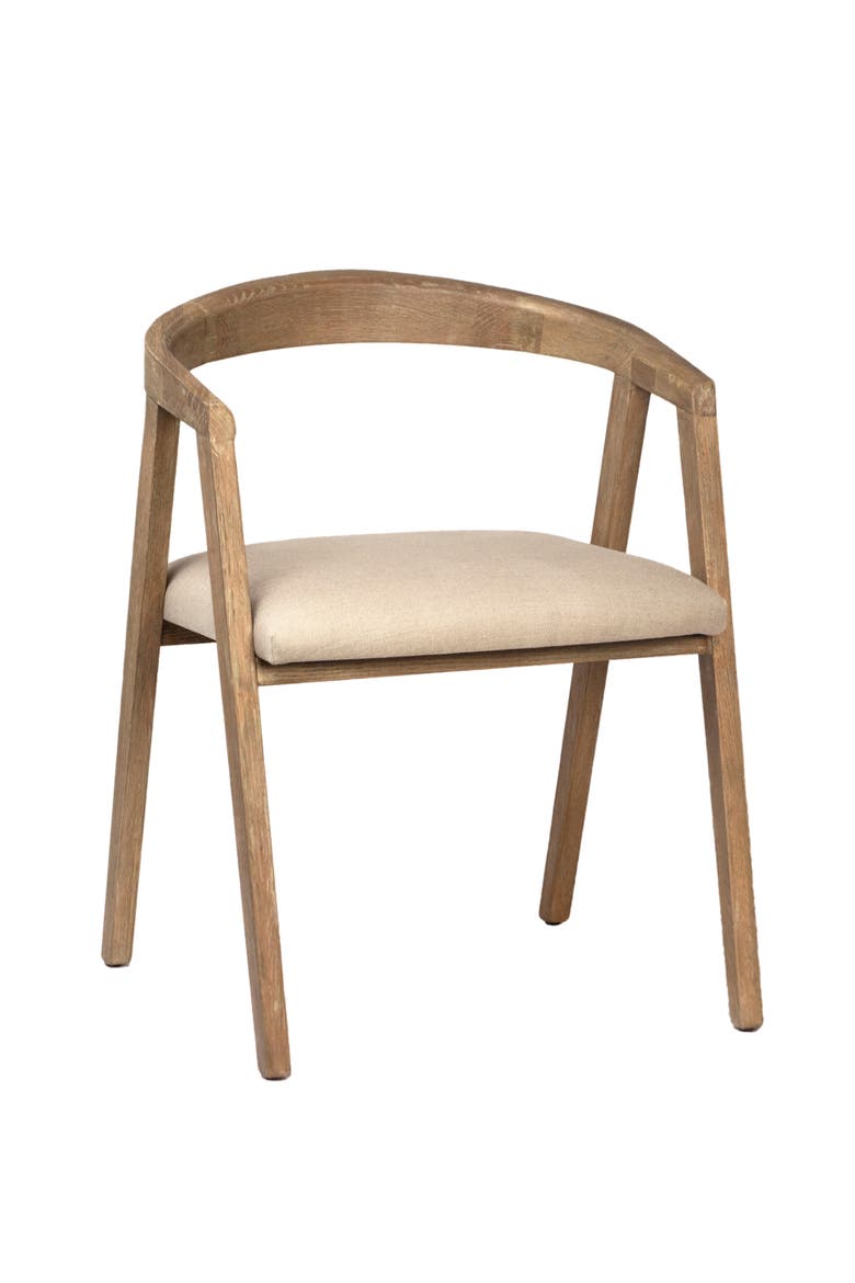 Jalen Oak Wood Dining Chair with Linen Upholstered Seat, Main, color, Natural