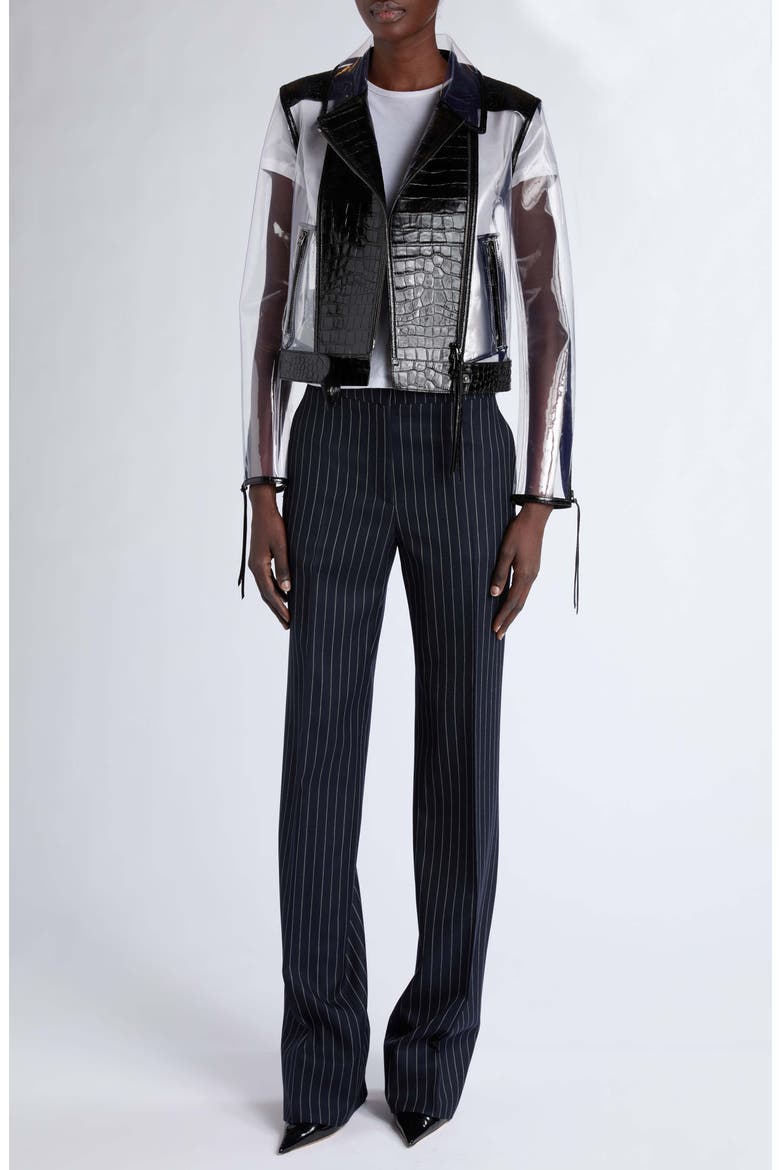 Chalkstripe Boyfriend Wool & Mohair Straight Leg Pants, Alternate, color, COMBO BLUE/ WHITE