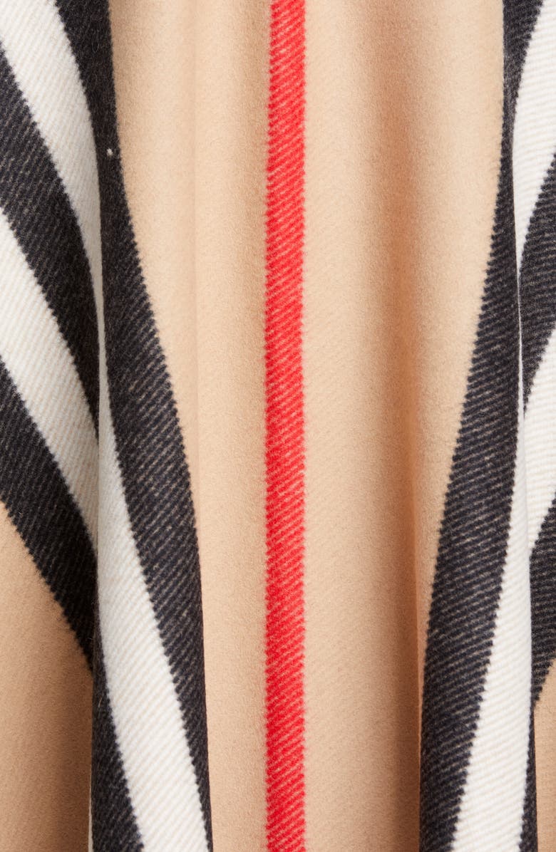 Burberry Stripe Fringe Wool Cape, Alternate, color, 