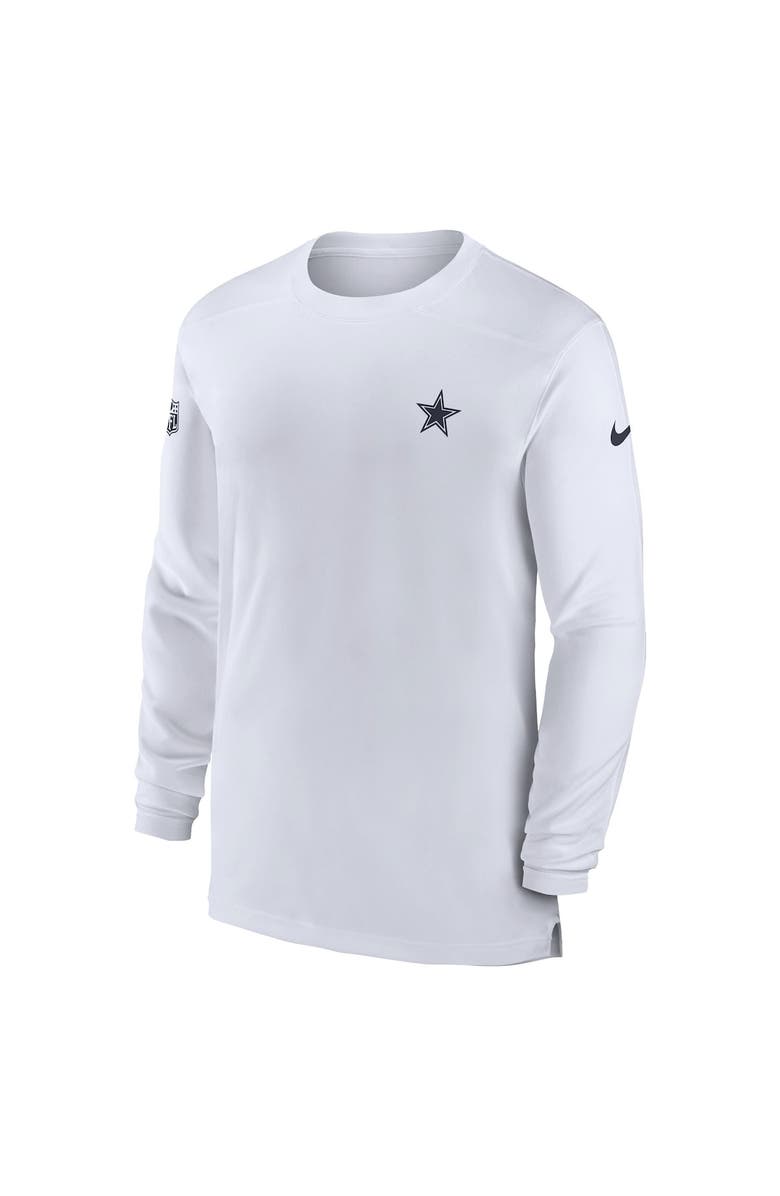 Nike Men's Nike White Dallas Cowboys Sideline Coach Performance Long Sleeve T-Shirt, Alternate, color, 