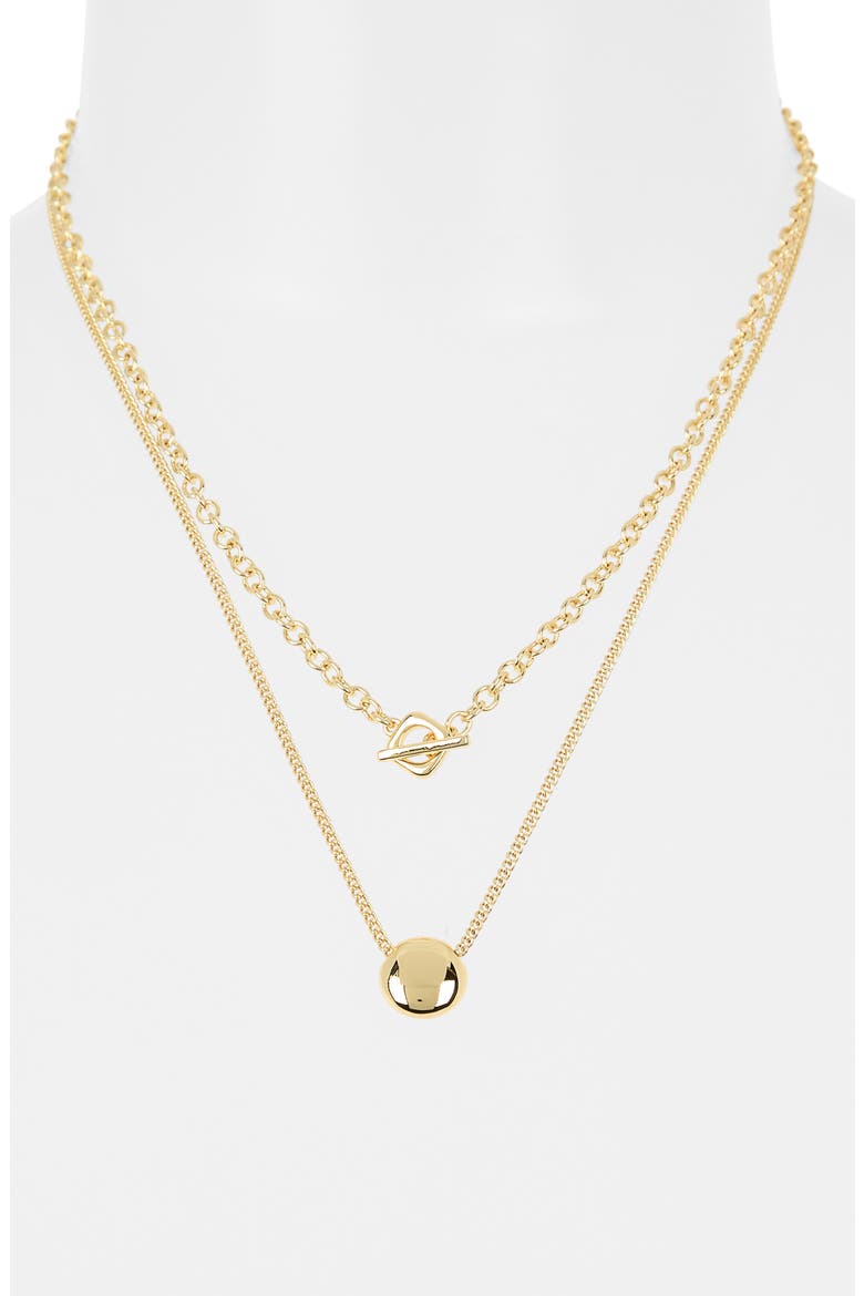 Geometric Layered Chain Necklace, Alternate, color, PALE GOLD