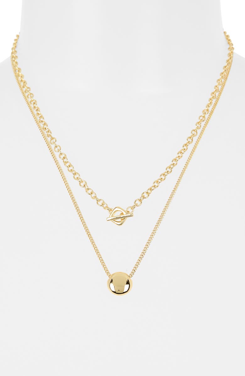 Madewell Geometric Layered Chain Necklace, Alternate, color, Pale Gold