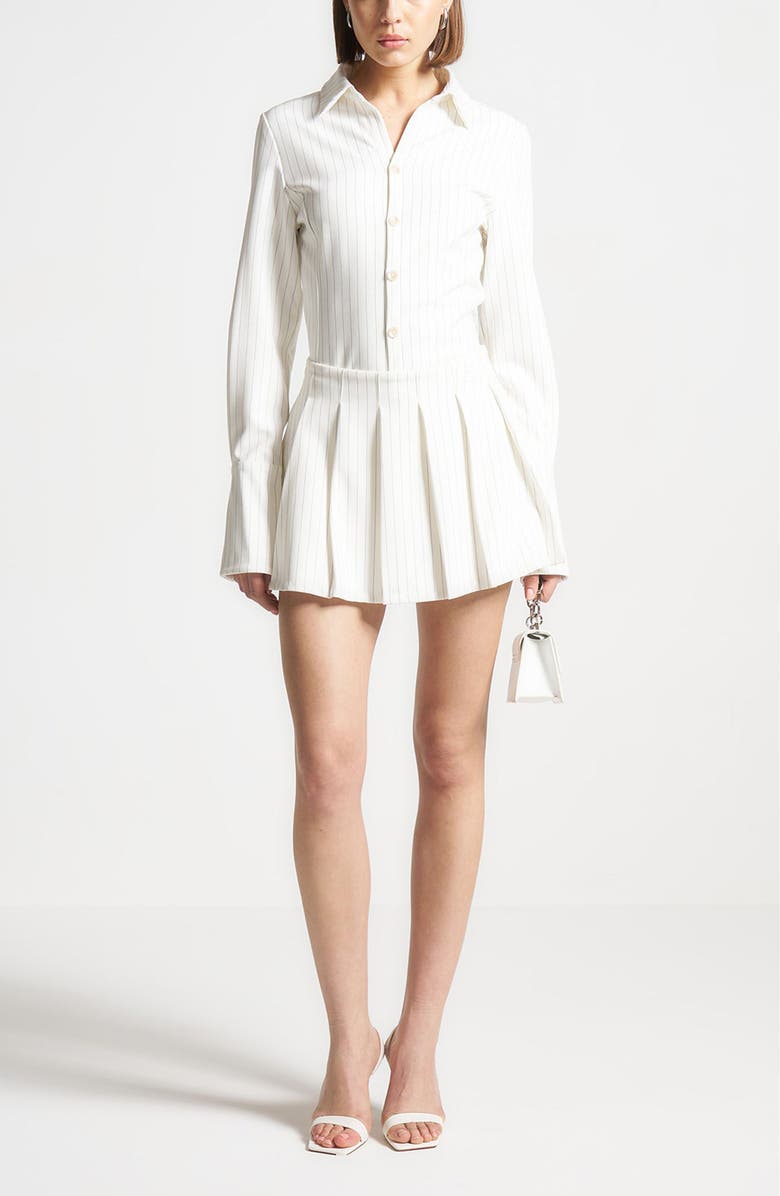 Manière De Voir Rina Pinstripe Pleated Skort, Alternate, color, White