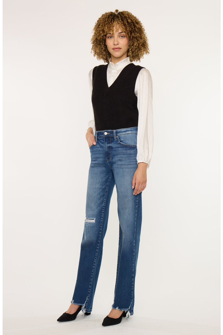 Dayna High Rise Slim Wide Leg Jeans, Alternate, color, Dark Wash