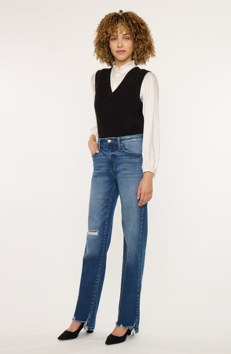 KanCan Dayna High Rise Slim Wide Leg Jeans, Alternate, color, Dark Wash